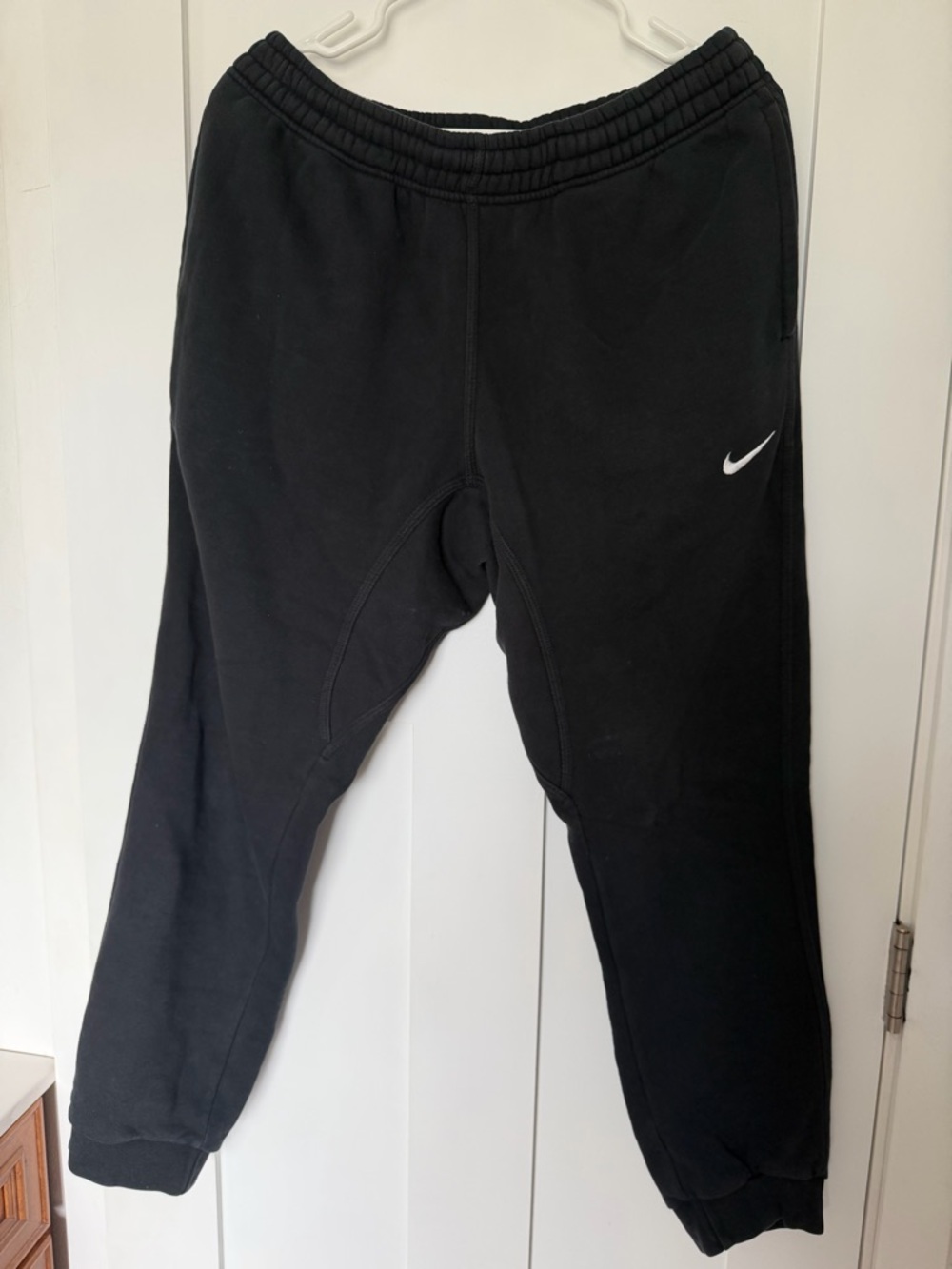 Nike Men’s Black Jogger Sweatpants with White Swoosh